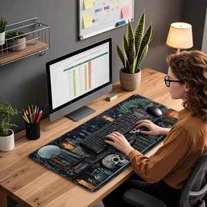Grand tapis de souris pour jeux vidéo, imperméable, base en caoutchouc antidérapante, bords cousus, tapis de bureau - Product Image 3