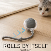 Bola Mainan Kucing Interaktif Otomatis Pintar, 3 Kecepatan Dapat Disesuaikan, Dapat Diisi Ulang USB, Mainan Hewan Peliharaan Elektrik dengan Sensor Bangun Tidur Opsional