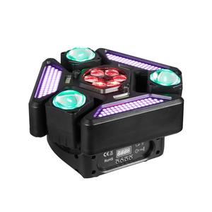 ไฟเวที LED หมุนได้ 360 องศา RGBW ควบคุมด้วย DMX512 แบบสามหัว สามแขน พร้อมเอฟเฟกต์ลำแสงเลเซอร์และไฟแฟลช สำหรับงานดีเจ ดิสโก้ ปาร์ตี้ คอนเสิร์ต - Product Image 4