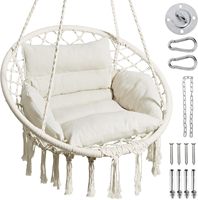 Chaise hamac Danlong, chaise suspendue en macramé avec coussin confortable, chaise suspendue bohème pour l'extérieur et l'intérieur, supporte jusqu'à 330 livres