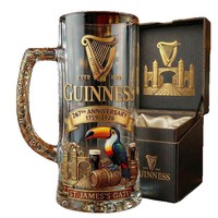 Nouvelle tasse à bière en verre de style moderne avec motif doré en relief, design toucan, grande capacité
