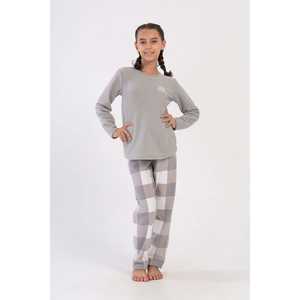 Ensemble pyjama pour fille à manches longues et jupe ovale, imprimé à carreaux, 100% coton molletonné, col en polaire, pour l'automne, tailles 9-10/15-16 - Product Image 4