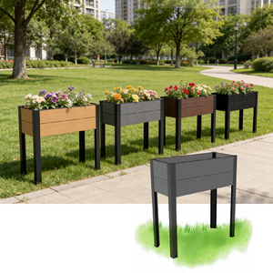 Jardinière surélevée en WPC pour usage domestique, bac à fleurs en acier galvanisé, pot de fleurs, jardinière surélevée pour légumes d'extérieur - Product Image 2