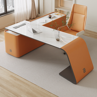 Bureau de travail en forme de L haut de gamme moderne en bois écologique, bureau de luxe durable en marbre
