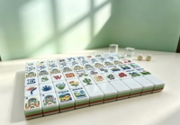 Nouvelles Tuiles de Mahjong Américain en Acrylique Portables, Design Moderne, 4 Couches, Bleues, Motif Manoir de Vacances Écologique, Impression de Motifs