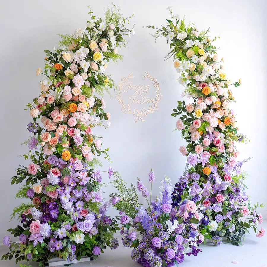 Colorful Silk Flower Wedding Background Wall Simulation Flower Stage Props Backdrop Flower Decor Wedding Floral Garden Arch