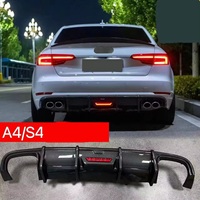 Diffuseur noir brillant aspect fibre de carbone pour pare-chocs arrière Audi A4 S4 B9 2017 2018 2019
