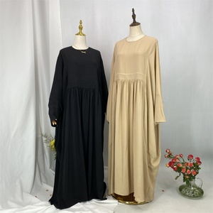 Basic Butterfly Sleeve Closed Abaya <b>Dress</b> Solid Color with Inside Belt <b>for</b> Muslim Ladies Daily Wear 6836# - Product Image 6