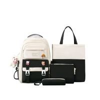 Ensemble de sacs d'école personnalisés avec logo, grande capacité, quatre pièces, sac à dos étudiant, fermeture éclair tendance, nylon durable