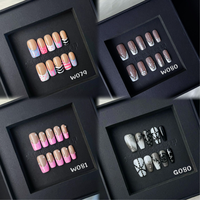 10 Uñas Postizas Hechas a Mano, Extra Largas, Tipo Ataúd, XL XXL XXXL, Cuadradas, Personalizadas, con Caja de Empaque