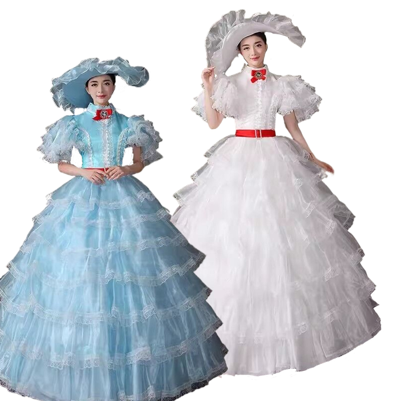 Medieval White Blue Dress Gown Civil War Cosplay Costume Adult Women  Historial Dress Custom Made| Alibaba.com
