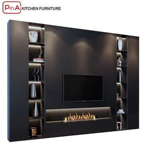 PINAI लक्जरी डिजाइन कमरे में रहने वाले फर्नीचर आधुनिक दीवार घुड़सवार टीवी कैबिनेट
