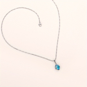 Collana con Ciondolo a Goccia Blu per Donne, Stile Lacrima d'Angelo, Catena per Clavicola, Gioielli alla Moda - Product Image 4