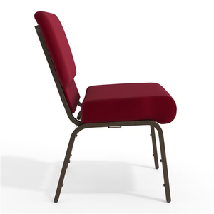 Silla apilable interconectable <span class=keywords><strong>de</strong></span> 21'' <span class=keywords><strong>de</strong></span> ancho para iglesia, en tela burdeos con estructura dorada, ideal para eventos, venta al por mayor a precio económico. - Product Image 5