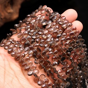 Natural Smoky Quartz Faceted Pear Briolette Beads 5x7mm Smoky Quartz Wholesale Bulk Gemstone Bead Strand 6 Inch <b>Jewelry</b> <b>Making</b> - Product Image 2