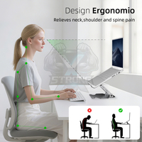 Support pour ordinateur portable avec support pour téléphone, rotation à 360°, inclinaison réglable en hauteur, support de bureau en acier ABS pour tablette, PC, bureau