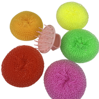 Éponge de nettoyage en maille de plastique souple de haute qualité, en PP, PE, nylon, colorée, pour la cuisine, boule de nettoyage pour la vaisselle