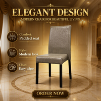 Chaise simple et détachable à dossier haut, confortable, en bois massif de couleur unie, avec revêtement en cuir durable, pour hôtel, restaurant ou villa moderne