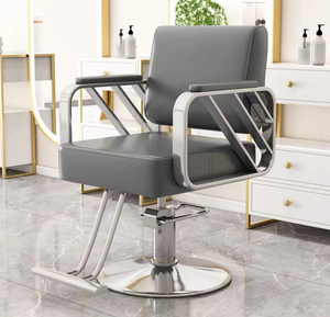Fauteuil de Barbier Hydraulique Moderne, Chaise de Coiffure en Acier Inoxydable Noir pour Salon de Coiffure - Product Image 6