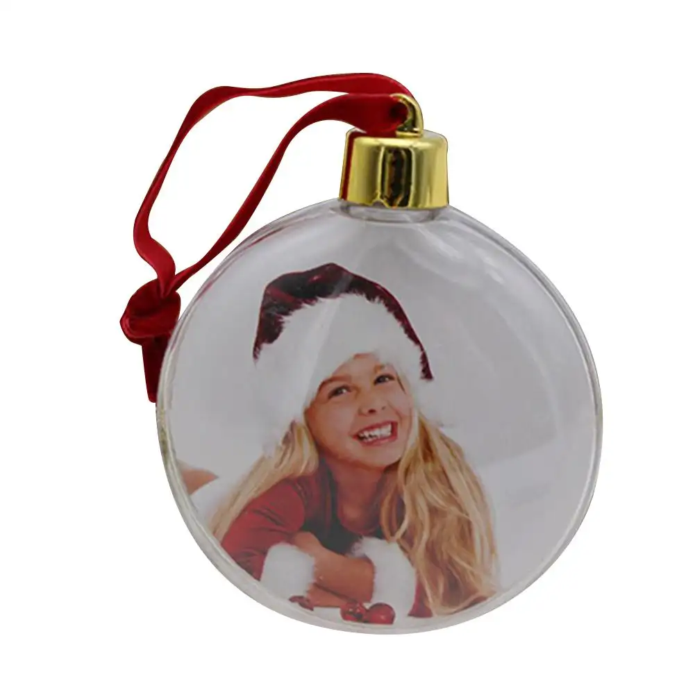Navidad plástico transparente DIY foto bola adorno de Navidad árbol de Navidad decoración colgante para el hogar niños regalos