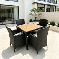 Vente en gros d'usine : Chaise de salle à manger moderne en aluminium et rotin PE et table avec plateau en bois de teck pour usage extérieur en hôtel