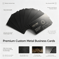 Günstige Maßgeschneiderte Aluminium-Visitenkarten mit Goldauflage, Letterpress-Druck, Modernem Design und Individuellen Farben