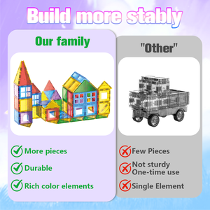유아 아동용 교육 완구 DIY 자석 블록 세트, 투명 마그네틱 빌딩 블록 타일 어린이 자석 타일 장난감 - Product Image 6