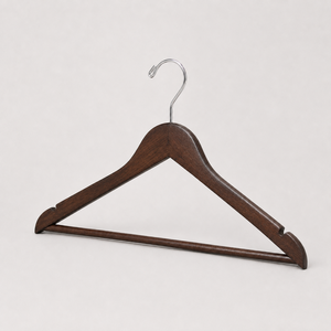 Good Price Walnut Wooden Clothes <b>Hanger</b> Wooden <b>Hangers</b> with Shoulder Notches for Dresses and Wardrobe Storage - Product Image 1