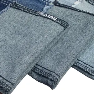Tecido jeans elástico liso azul de 8,7 onças com elasticidade 52% algodão 28% poli 18% viscose rayon 2% elastano tecido jeans