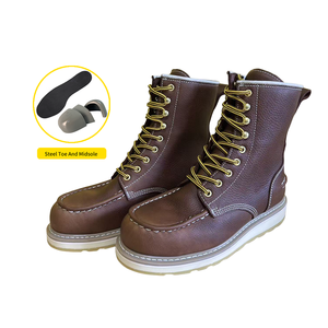 Sepatu Kerja Kulit Anti Air dengan Pelindung Jari Baja Bersertifikat Kanada, Anti Tusuk, untuk Industri Pertambangan - Product Image 1