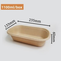 Boîtes à lunch jetables biodégradables en fibre de bambou de qualité alimentaire, capacité 1100 ml ; Emballage léger pour repas/salades/plats à emporter ; Design moderne