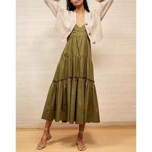 Vestidos de otoño elegantes y personalizados para mujer 2025, de longitud hasta la rodilla, estilo occidental, lisos, para el día a día, con patchwork de poliéster/algodón - Product Image 6