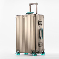 Valise de Voyage Métallique de Luxe Haut de Gamme en Alliage d'Aluminium avec 4 Roues en Gel et Poignée en PU Couleur Assortie