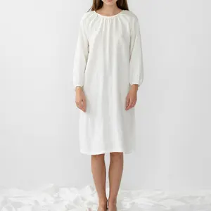 Льняное платье средней длины с рукавами реглан, мягкое льняное Ночное платье