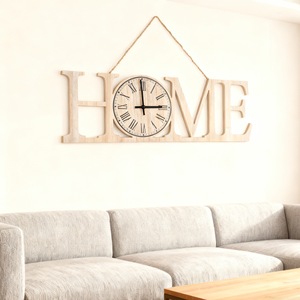 Horloge murale de mariage en bois de paulownia sculpté avec aiguille en quartz, <span class=keywords><strong>design</strong></span> moderne de ferme et art sérigraphique 60cm*20cm - Product Image 1