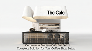 Barra de Bar Moderna para Cafetería, con Cubierta Blanca en Forma de Tambor, Panel de Vidrio, Estante Trasero, Estación para Barista, Mueble Personalizado para Cafetería - Product Image 6