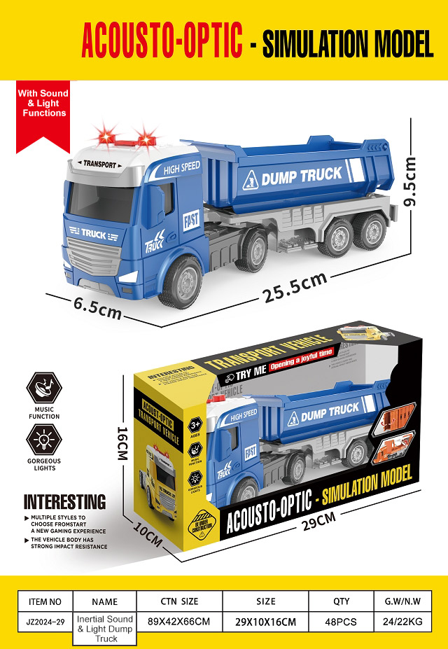 JZ2024-29-Camion benne avec batterie AG13*3-Boîte de présentation