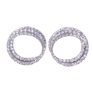 Orecchini a Cerchio di Lusso in Oro Bianco, Argento 925 con Cristalli e Strass, Gioielli da Festa per Donne - Product Image 1