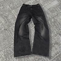 Pantalones de mezclilla para hombre desgastados de piernas rectas con logotipo personalizado del fabricante Jeans lavados de calle de diseñador para hombre