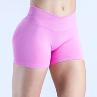 Ensemble 2 pièces DFYN pour femme : short de sport tricoté sans couture, séchage rapide, taille croisée, couleur pêche unie