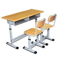 Meubles de salle de classe chaise de bureau d'école à double siège en bois pour étudiants ensemble de table et de chaises d'étude pour enfants de Style Simple