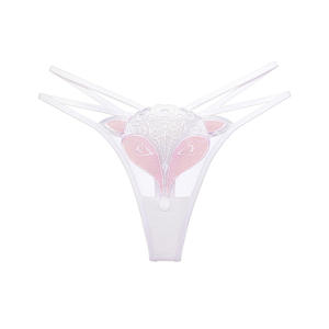 Sous-vêtements sexy pour femme, style pure fox girl, taille basse, maille transparente ajourée, double bretelle fine, <span class=keywords><strong>tentation</strong></span>, string fin - Product Image 1