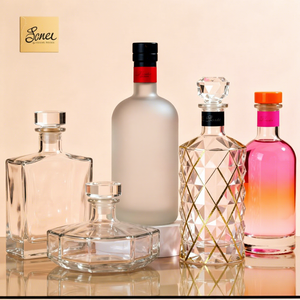 Verre à liqueur, gin, vodka, brandy, whisky, tequila avec bouchon à vis, en forme <span class=keywords><strong>de</strong></span> flacon, transparent, avec logo personnalisé, encre à base <span class=keywords><strong>de</strong></span> <span class=keywords><strong>soja</strong></span> recyclable - Product Image 1