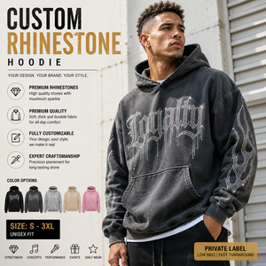 Custom Rhinestone Hoodie Oversized Streetwear Hoodie Y2K Hip Hop <b>Pullover</b> Sweatshirt Private Label OEM ODM - Product Image 1