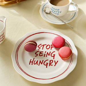 Venta al por mayor precio de fábrica cerámica porcelana fruta Chat colección platos frase personalizada fruta impresión - Product Image 4
