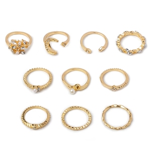 Anneaux assortis étoile de lune pour femmes Anillos Mujer ensemble de bagues en or Bagues filles Anillo bijoux bohème <span class=keywords><strong>Serpentard</strong></span> N2108192 - Product Image 5