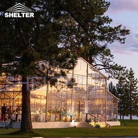 Grande Tente de Réception de Luxe en Aluminium avec Mur en Verre Transparent, Atrium, Orangerie, Salle de Fête, Tentes de Mariage pour 200 Invités