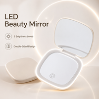 Miroir de maquillage portable pliable à LED rechargeable par Type-C, miroir de vanité de voyage à LED pour dortoir et maison