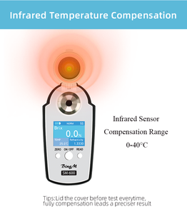 Réfractomètre numérique portable haute précision SM-600, précision 0,01 <span class=keywords><strong>RI</strong></span>, protection IP54, compensation automatique de la température, 0-95% Brix - Product Image 4