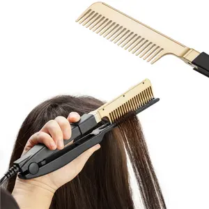 Electric Hot Comb Wet Dry Hair Curler Straightening Heating Comb Flat Iron Brush Lightweight Easily Carrying Hair Part